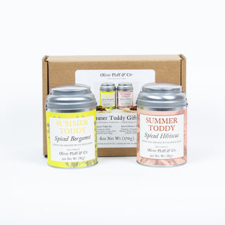 (2) 3 ounce spice kits - (1) Spiced Bergamot Toddy Kit (Brews 3 Gallons), (1) Spiced Hibiscus Toddy Kit (Brews 3 Gallons) with brown shipping box