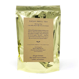 brewing instructions on label of shiny gold tea bag pouch against white background